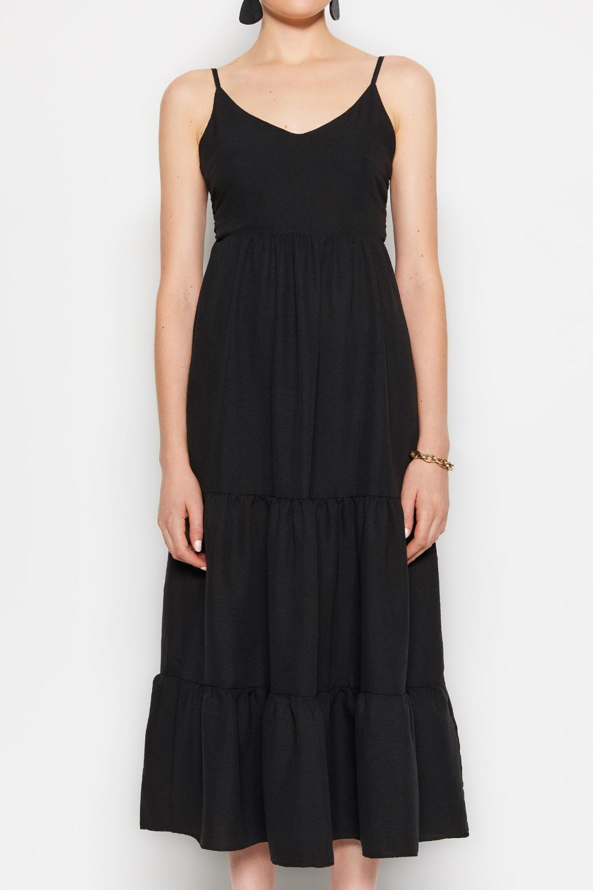Black V-Neck Skater Dress, , large image number 3