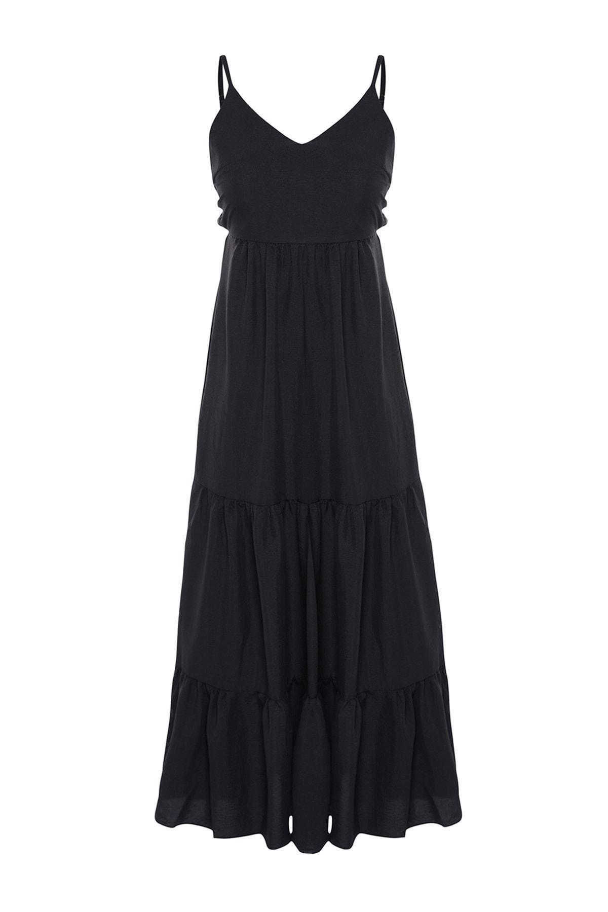 Black V-Neck Skater Dress, , large image number 5