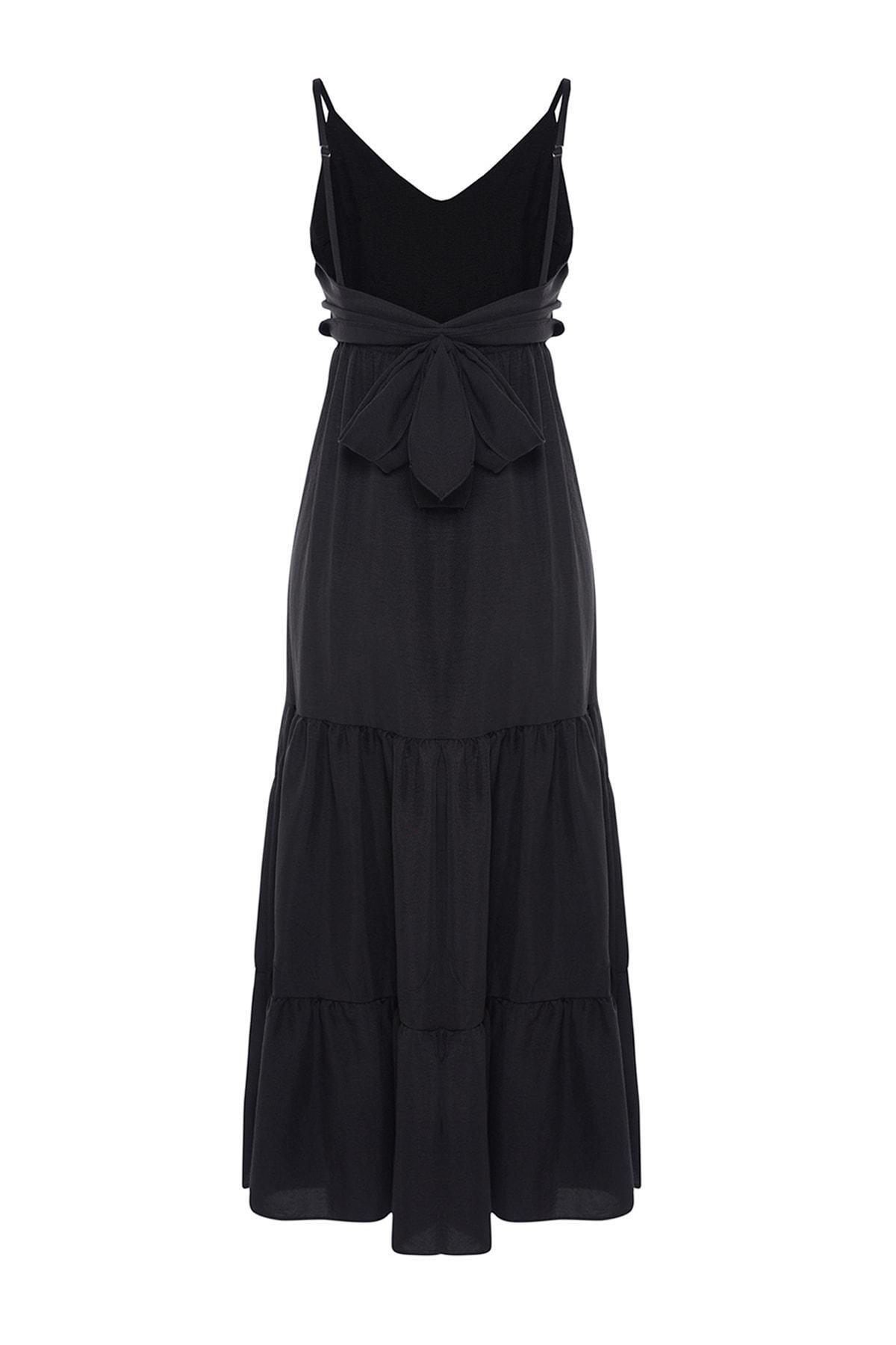 Black V-Neck Skater Dress, , large image number 6