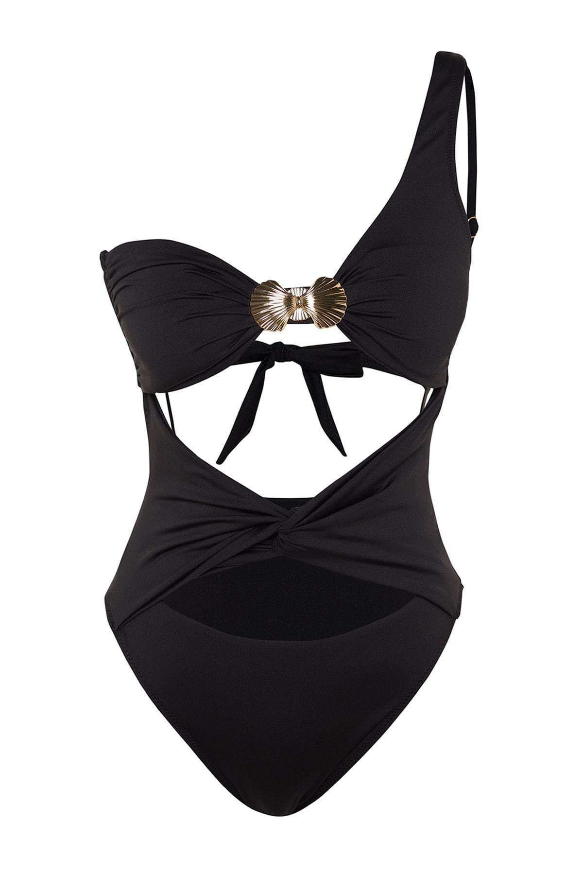 Black Slim Swimsuit, , large image number 6