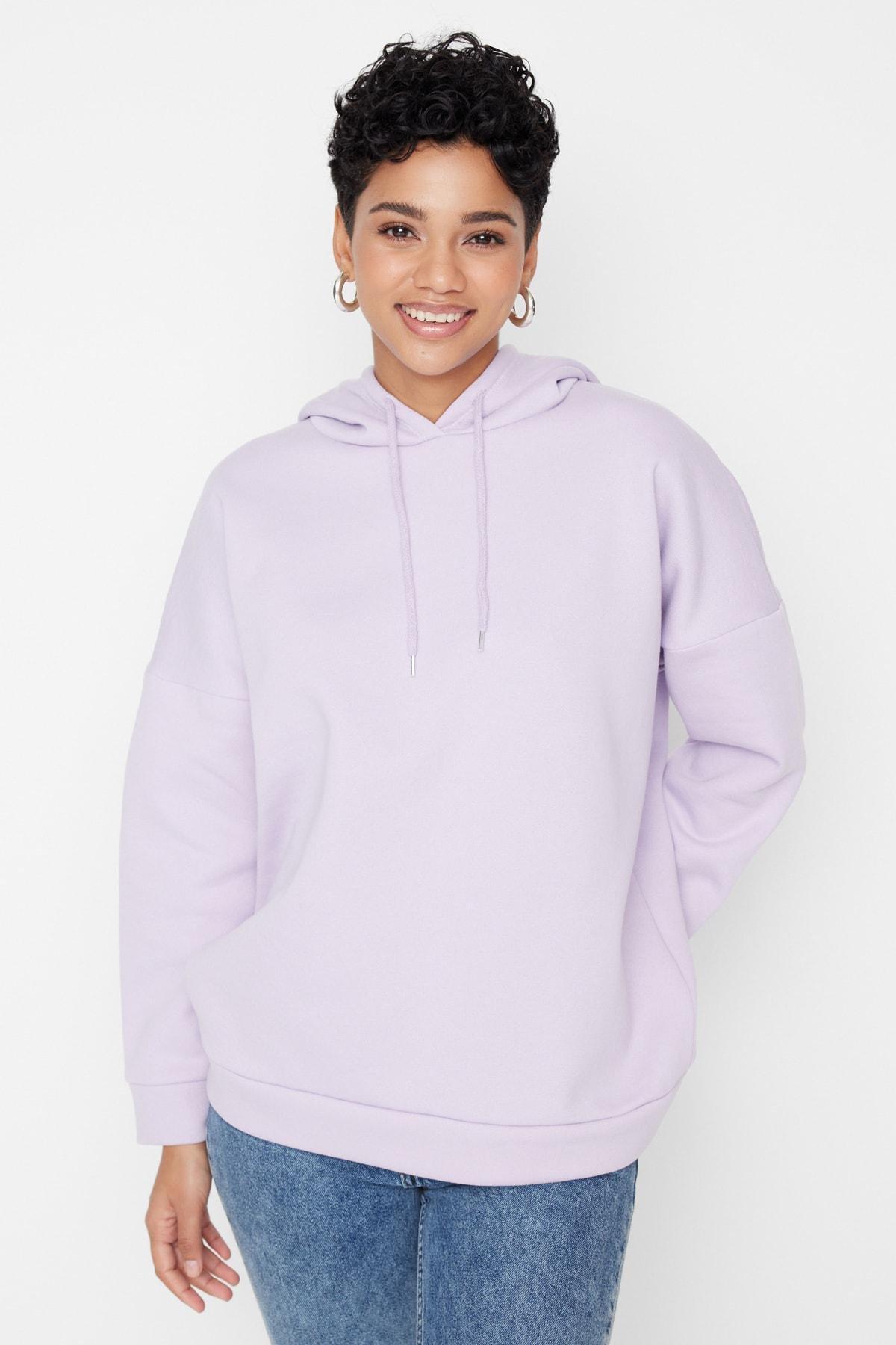 Purple Oversized Printed Knitted Sweatshirt, , large image number 4