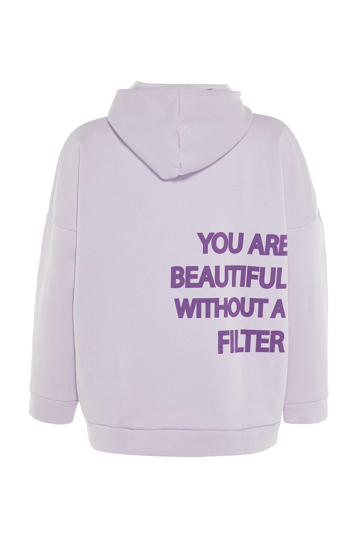 Purple Oversized Printed Knitted Sweatshirt, , large image number 7