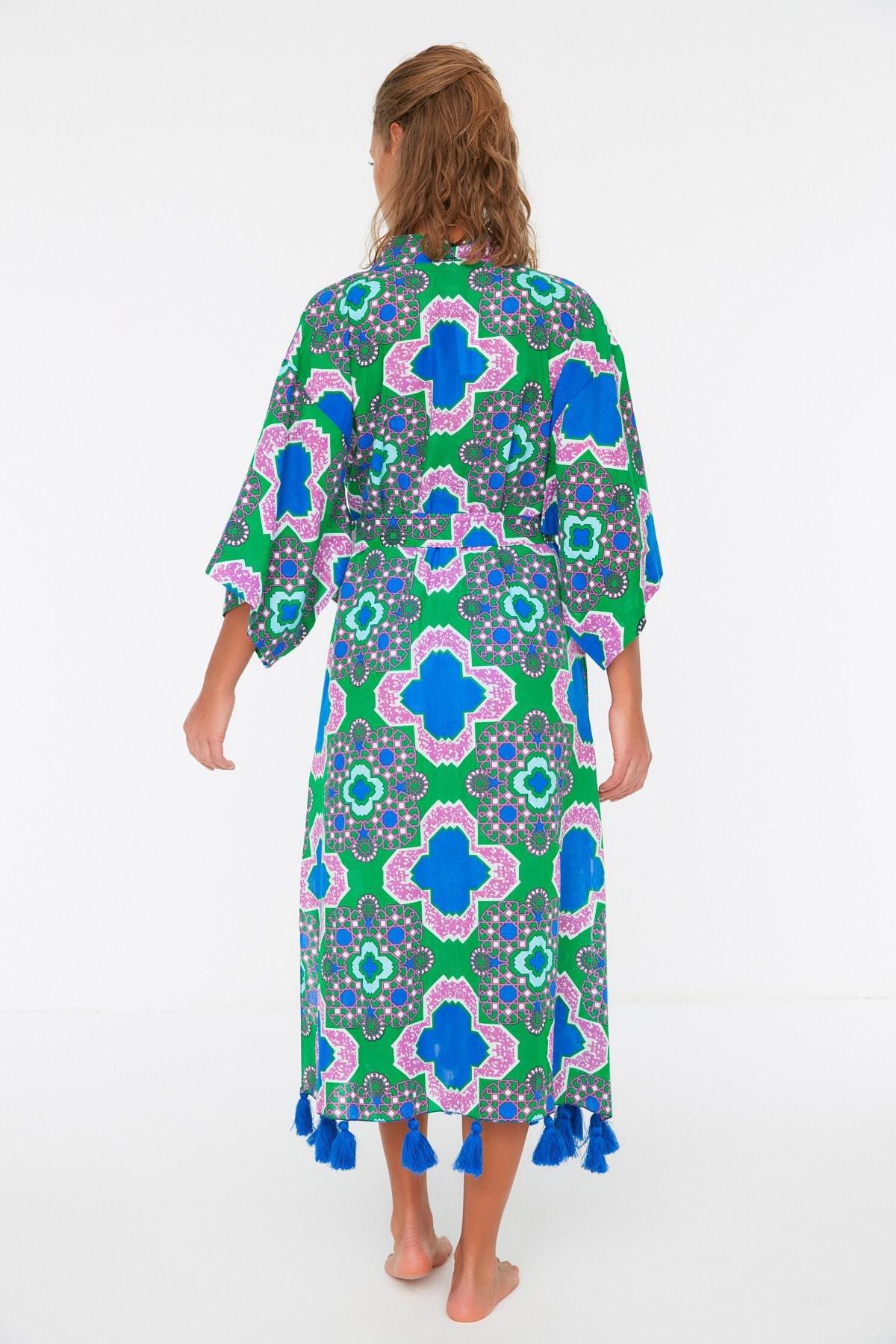 Navy Relaxed Collared Kimono, , large image number 4