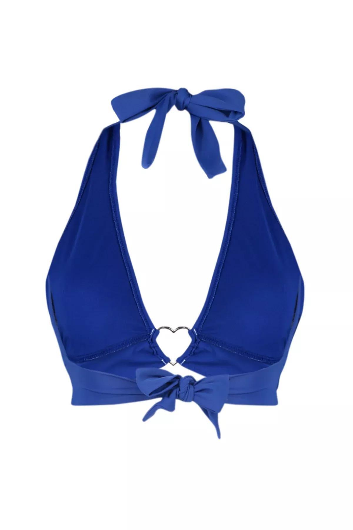 Blue  Plain Triangle Strap Bikini Top, C101_4811, large image number 5
