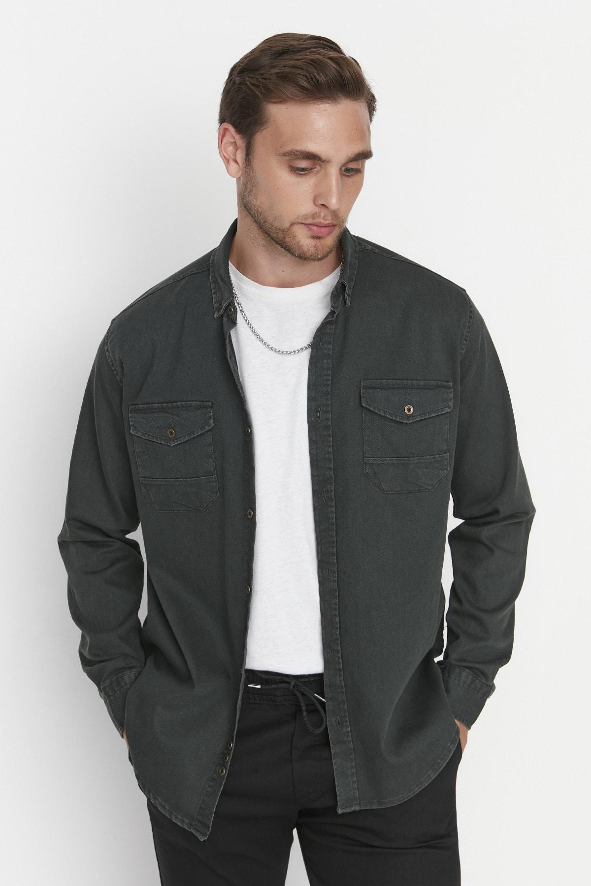 Khaki Denim Shirt, , large image number 0