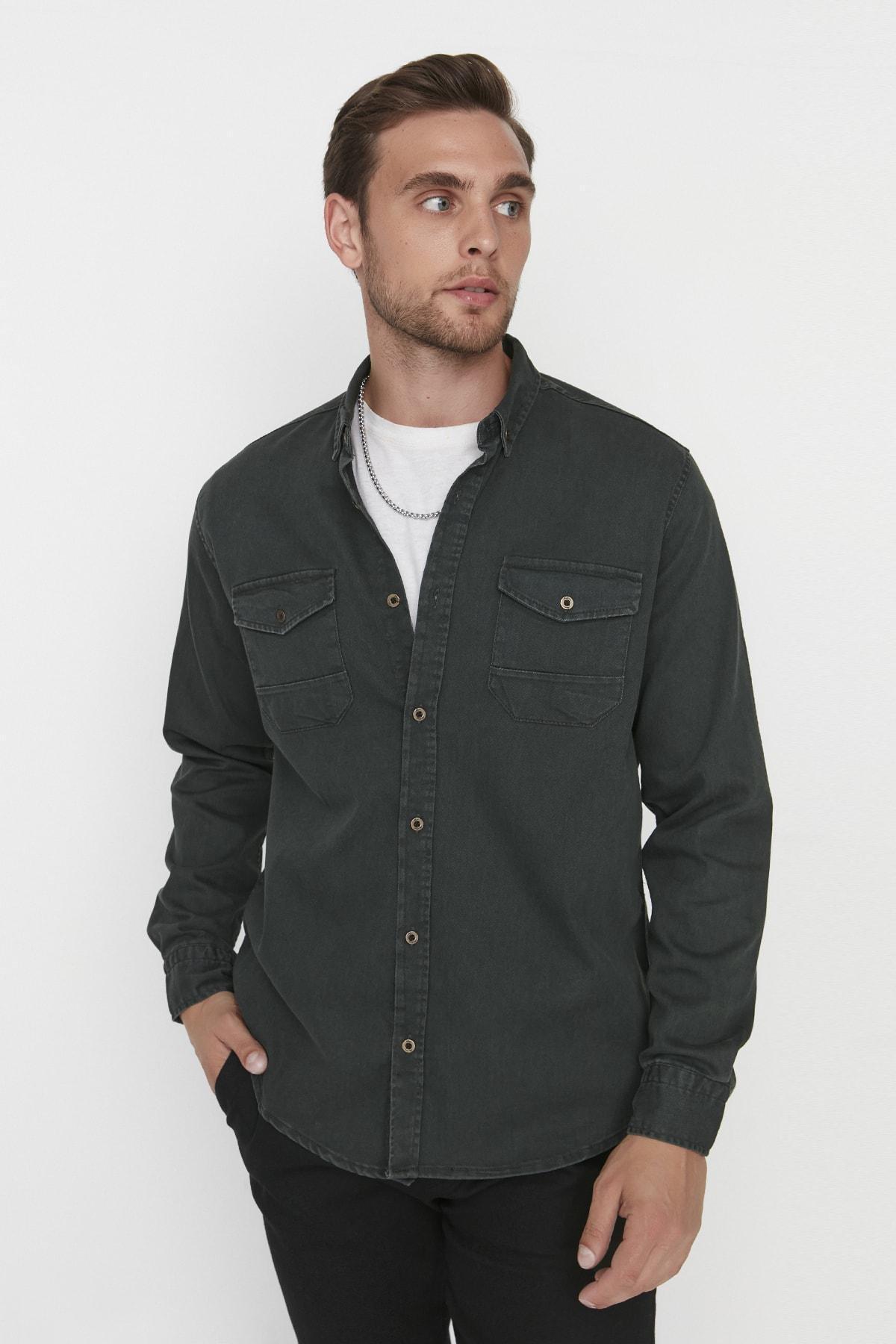 Khaki Denim Shirt, , large image number 2