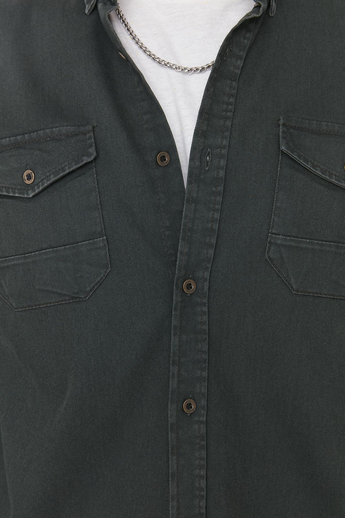 Khaki Denim Shirt, , large image number 3