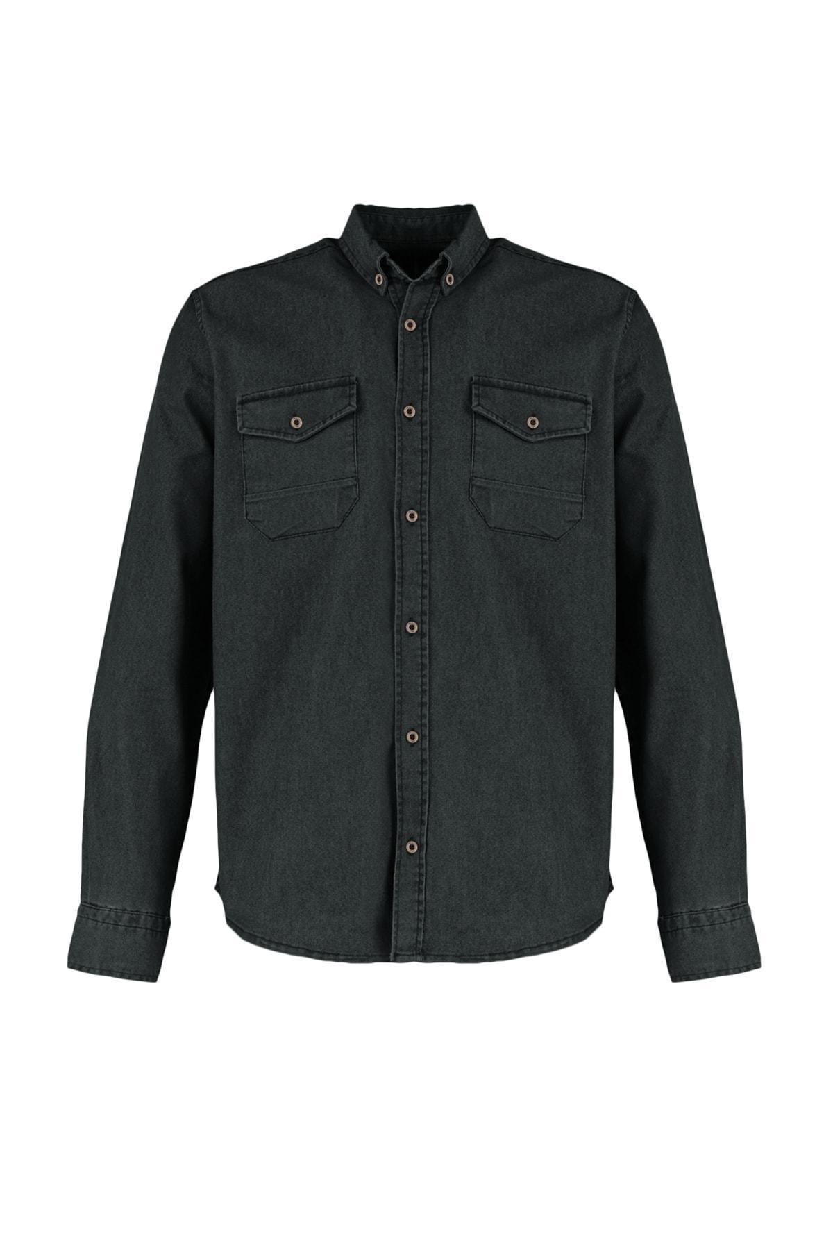 Khaki Denim Shirt, , large image number 5