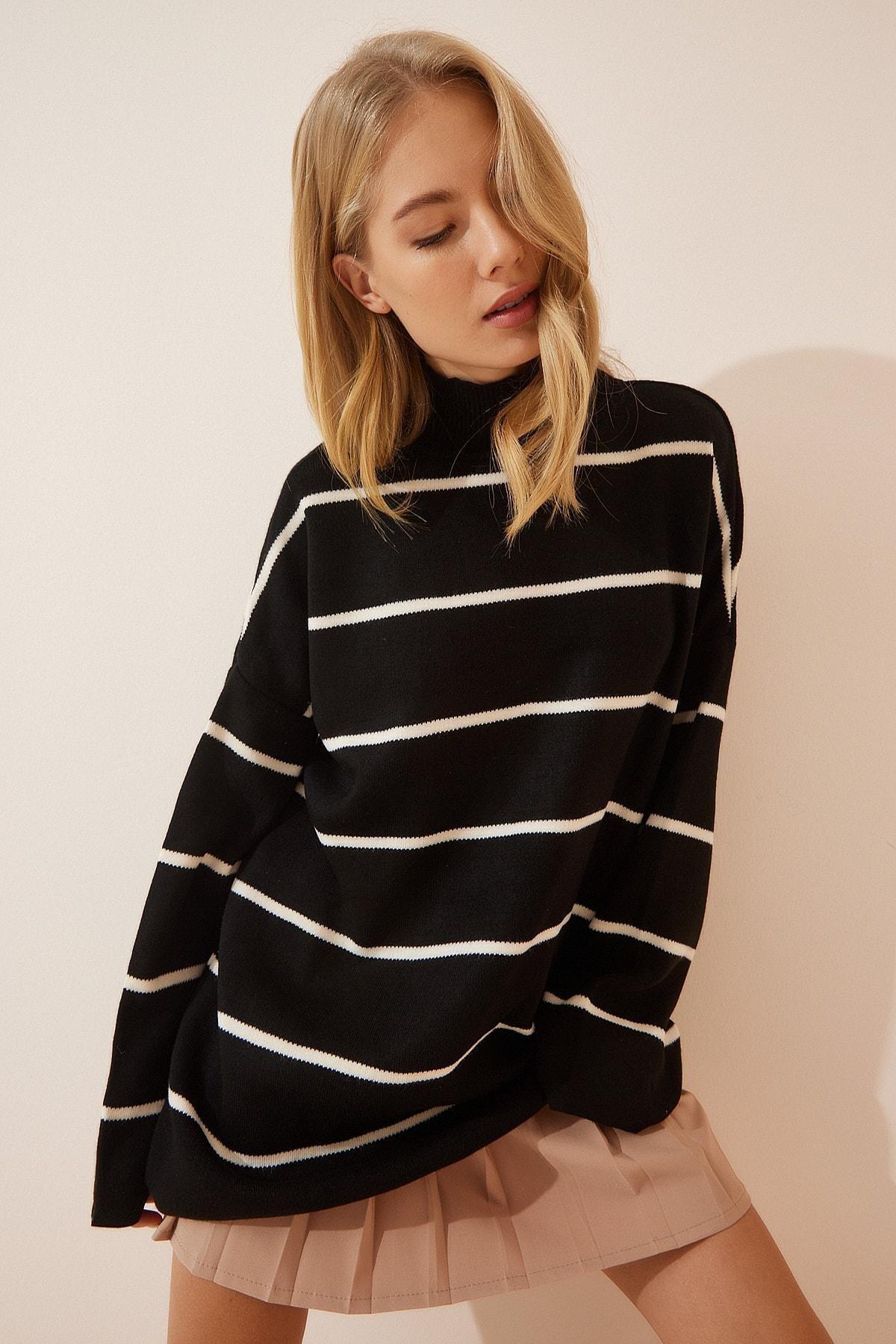 Happiness Istanbul - Black Striped Oversize Sweater