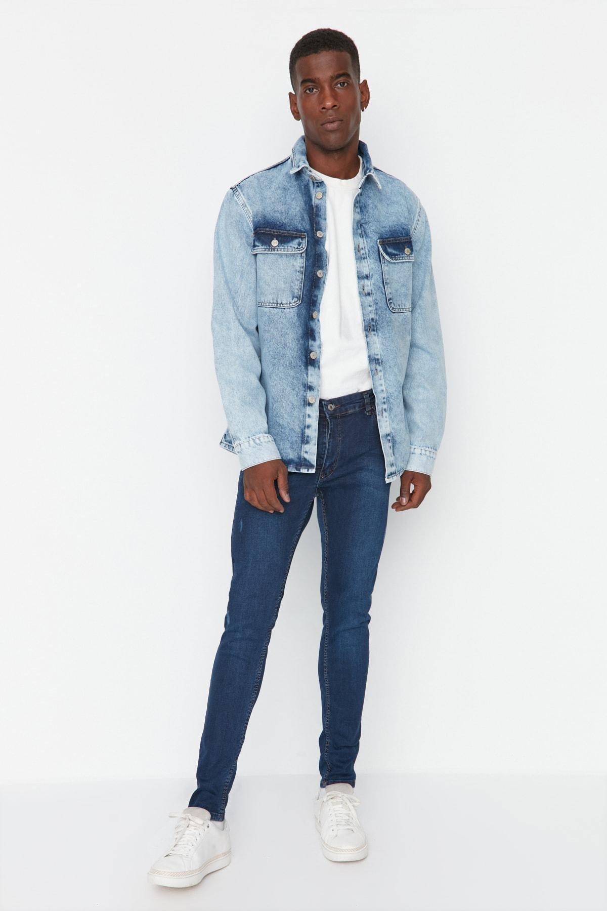 Navy Mid Waist Slim Jeans, Dark blue, large image number 2