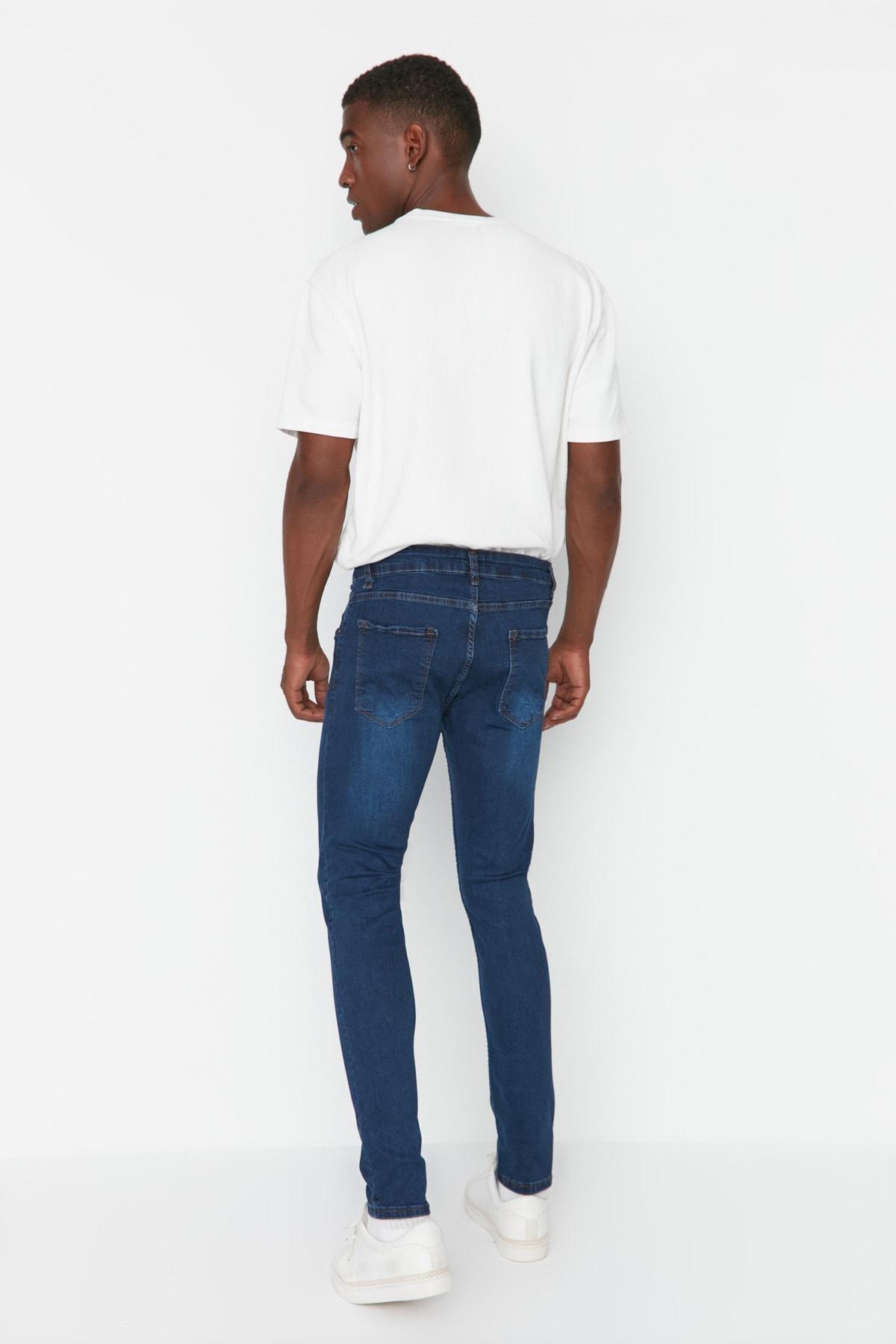 Trendyol - Navy Mid Waist Slim Jeans