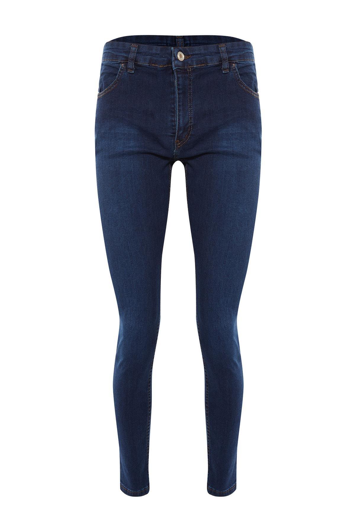 Navy Mid Waist Slim Jeans, Dark blue, large image number 6