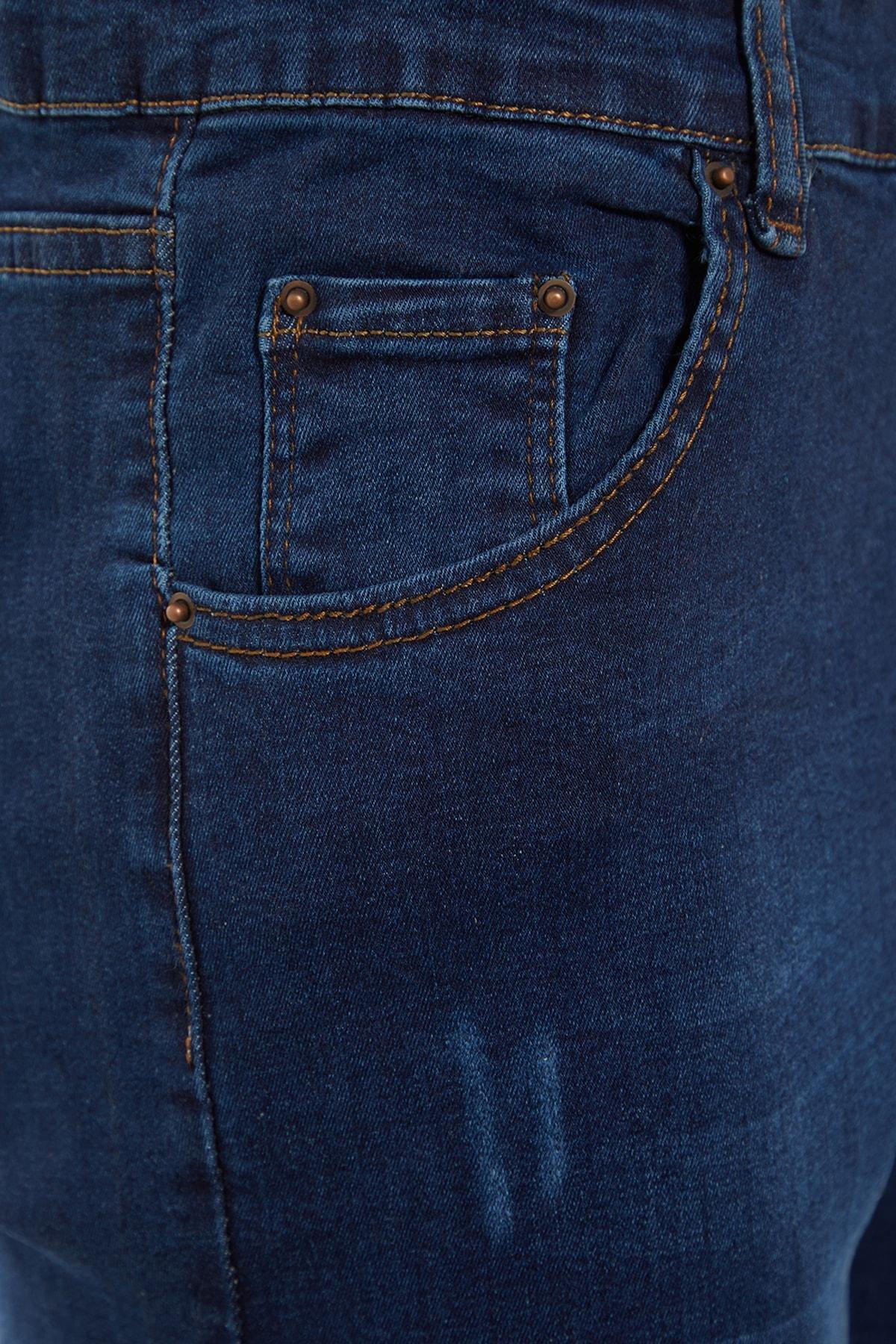 Navy Mid Waist Slim Jeans, Dark blue, large image number 7