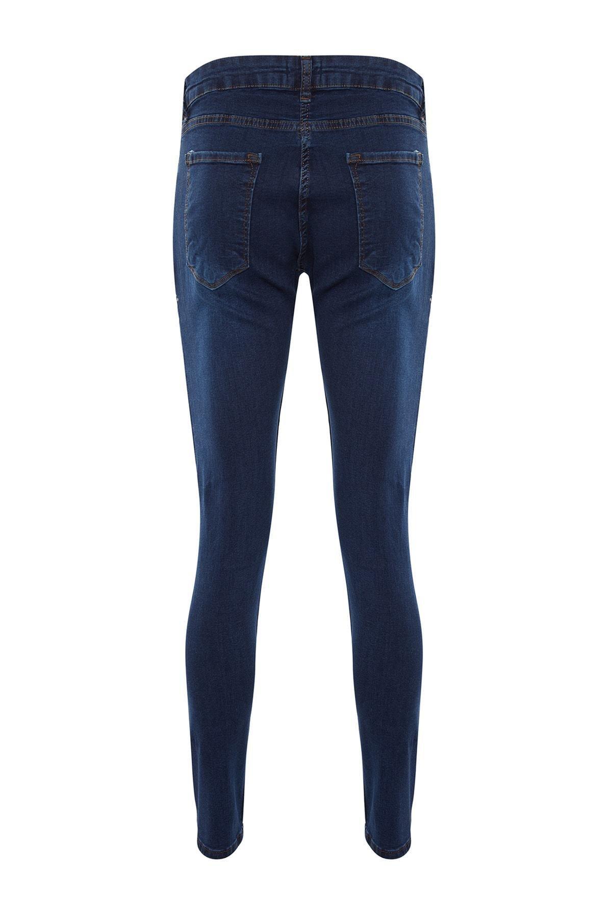 Trendyol - Navy Mid Waist Slim Jeans