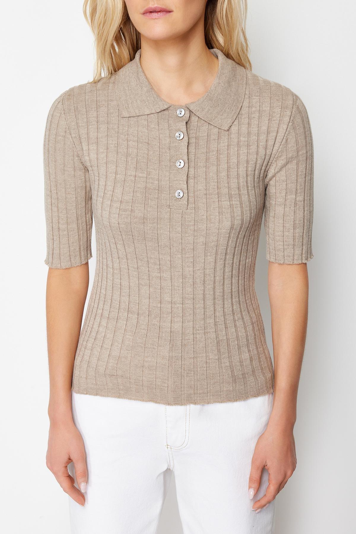 Mink Basic Polo Neck Knitted Sweater, , large image number 3