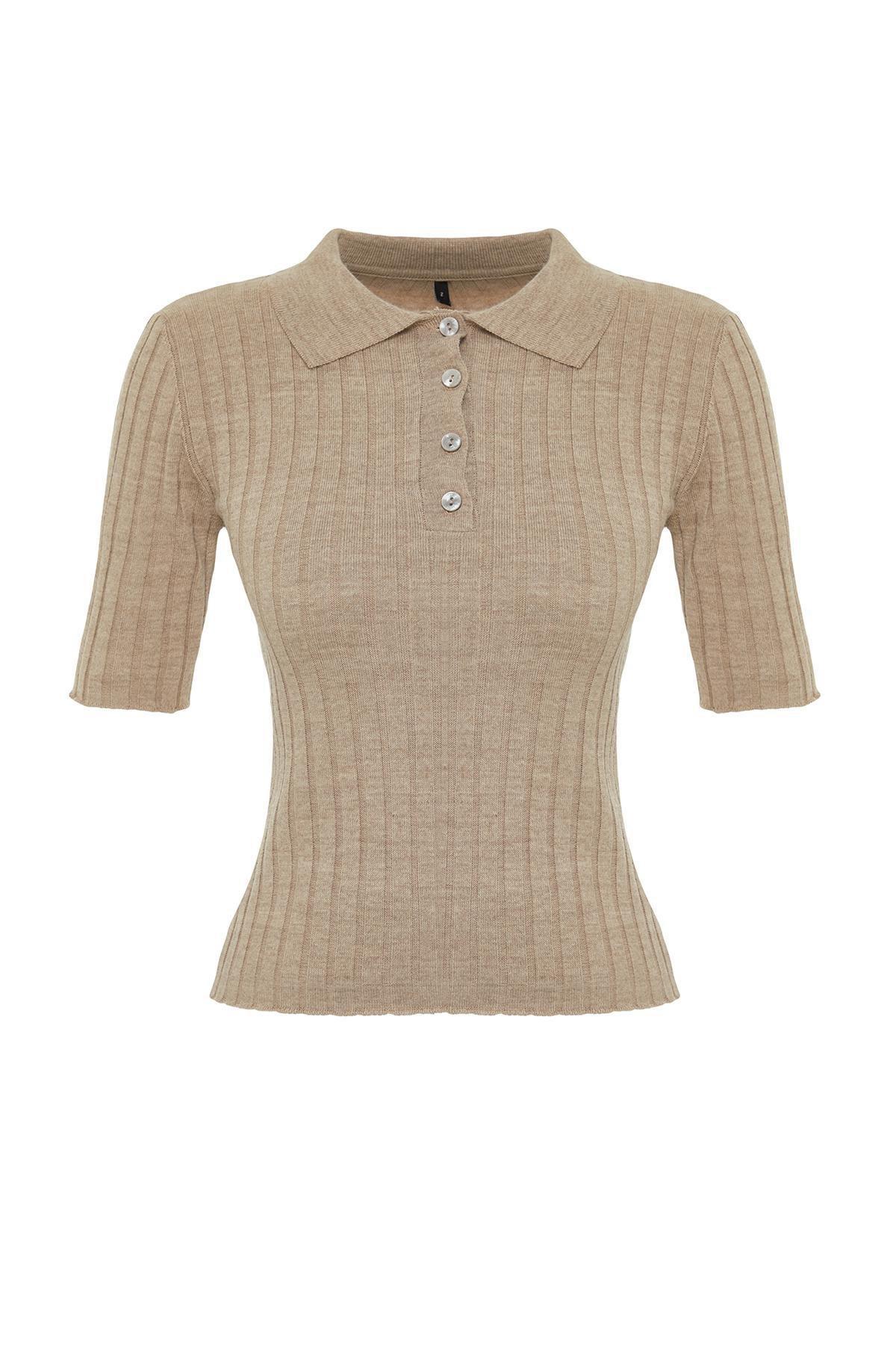 Mink Basic Polo Neck Knitted Sweater, , large image number 5