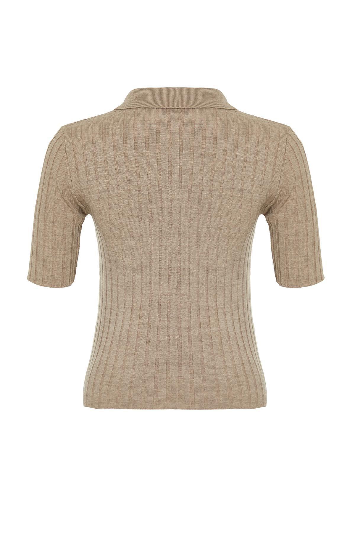 Mink Basic Polo Neck Knitted Sweater, , large image number 6
