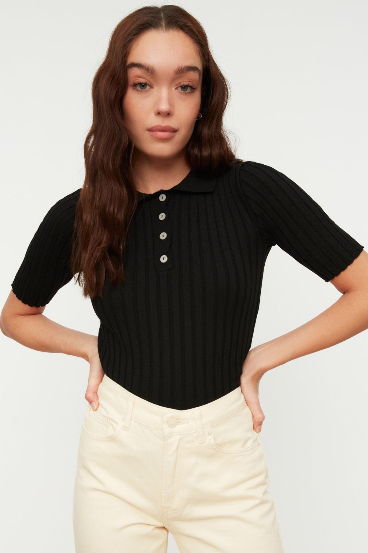 Black Slim Polo Neck Sweater, , large image number 0