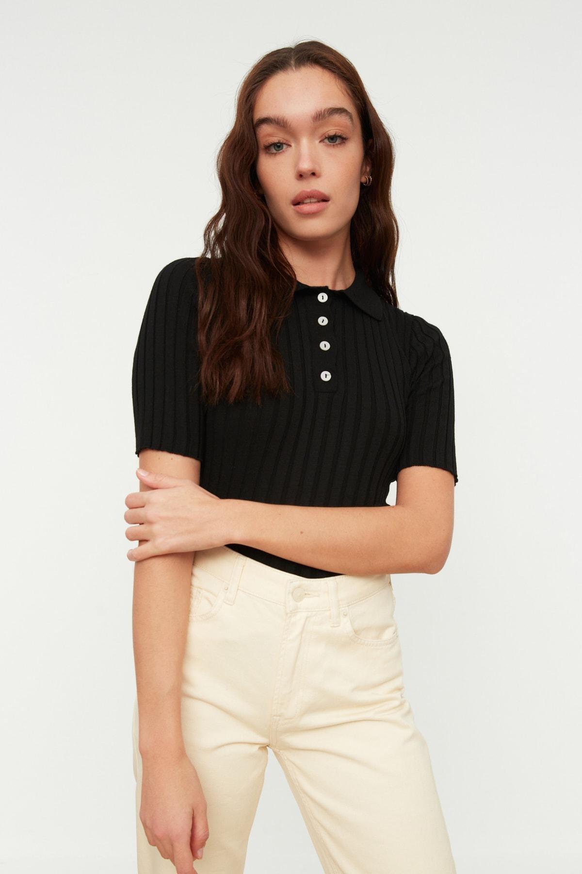 Black Slim Polo Neck Sweater, , large image number 1
