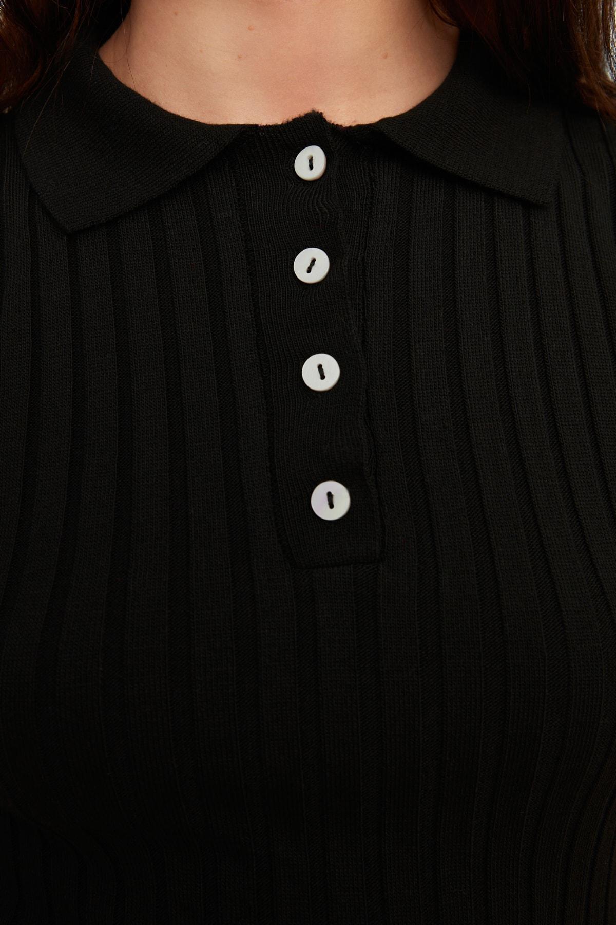 Black Slim Polo Neck Sweater, , large image number 2