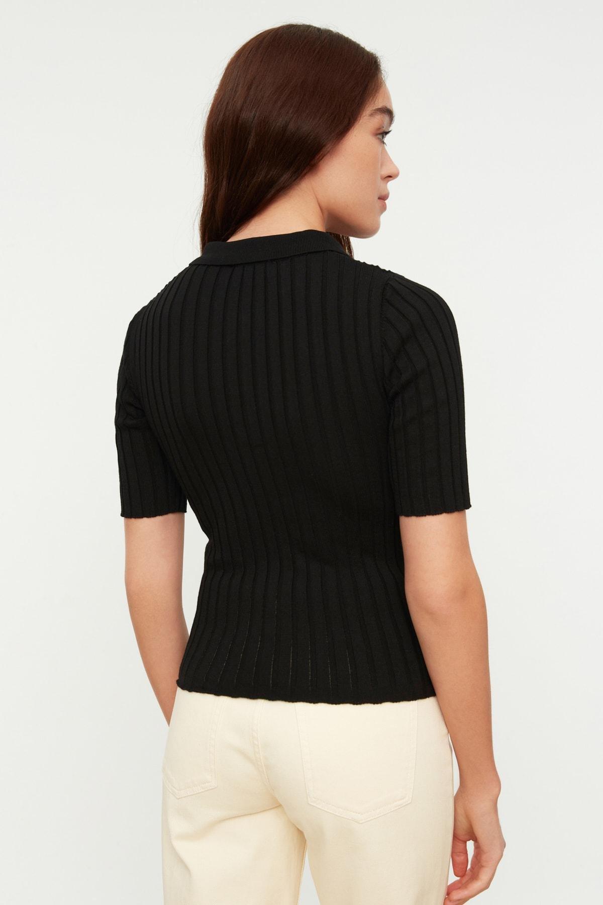 Black Slim Polo Neck Sweater, , large image number 3