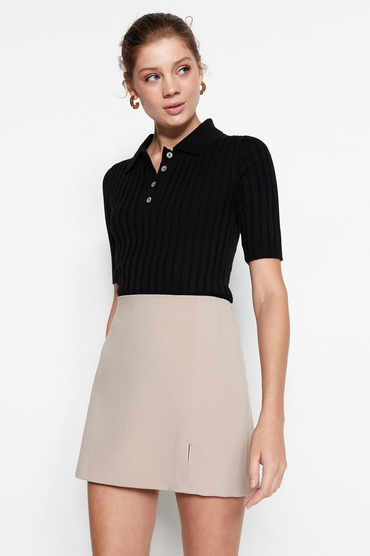Black Slim Polo Neck Sweater, , large image number 5