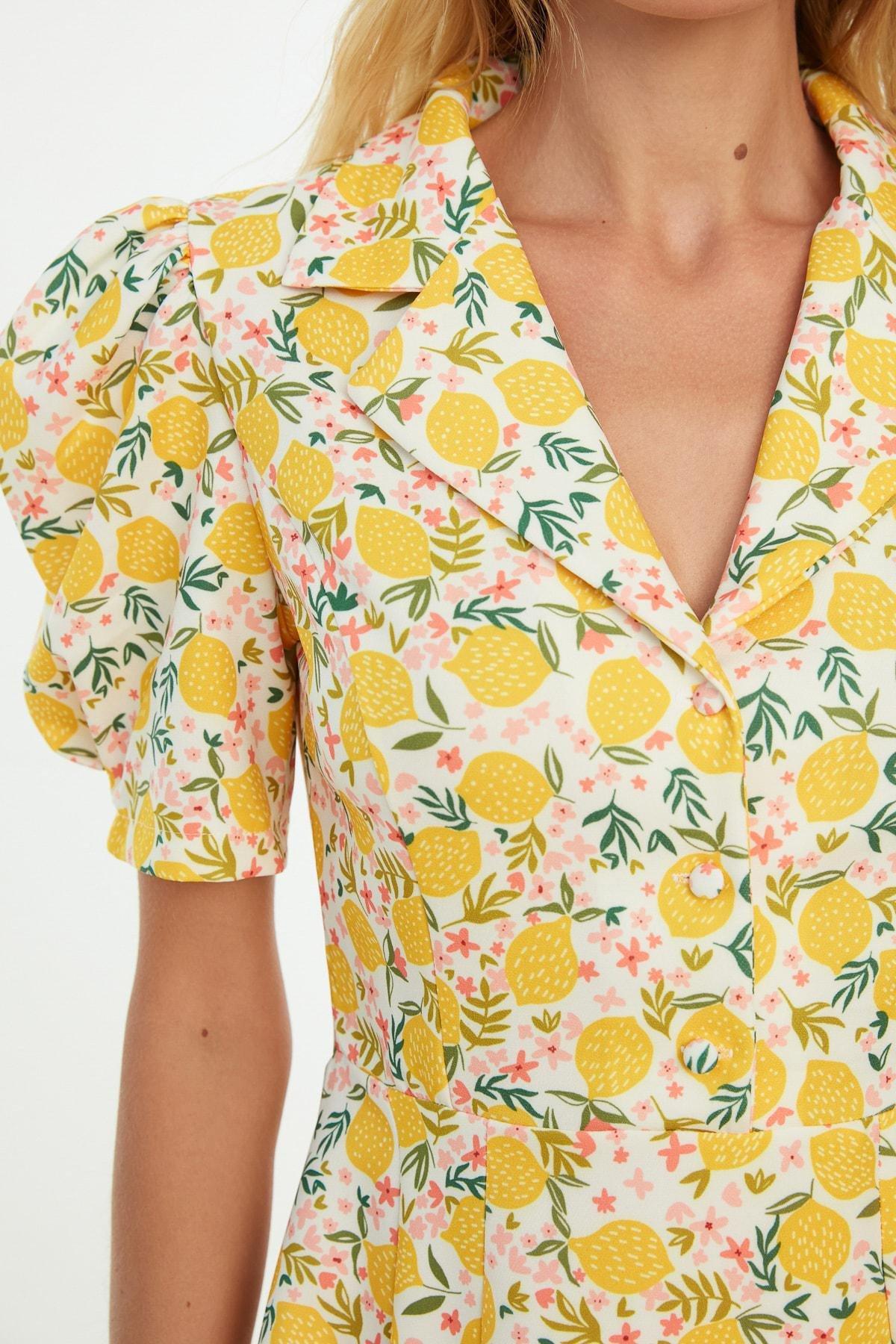Yellow Floral Skater Dress, , large image number 2