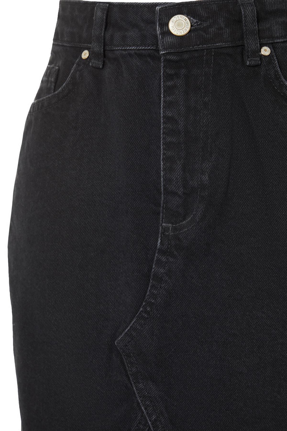Black A Line Mini Plain Skirt, , large image number 6
