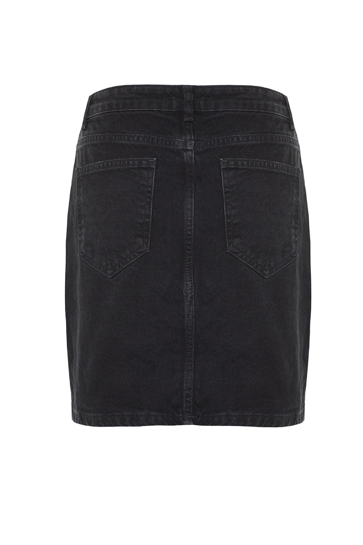 Black A Line Mini Plain Skirt, , large image number 8