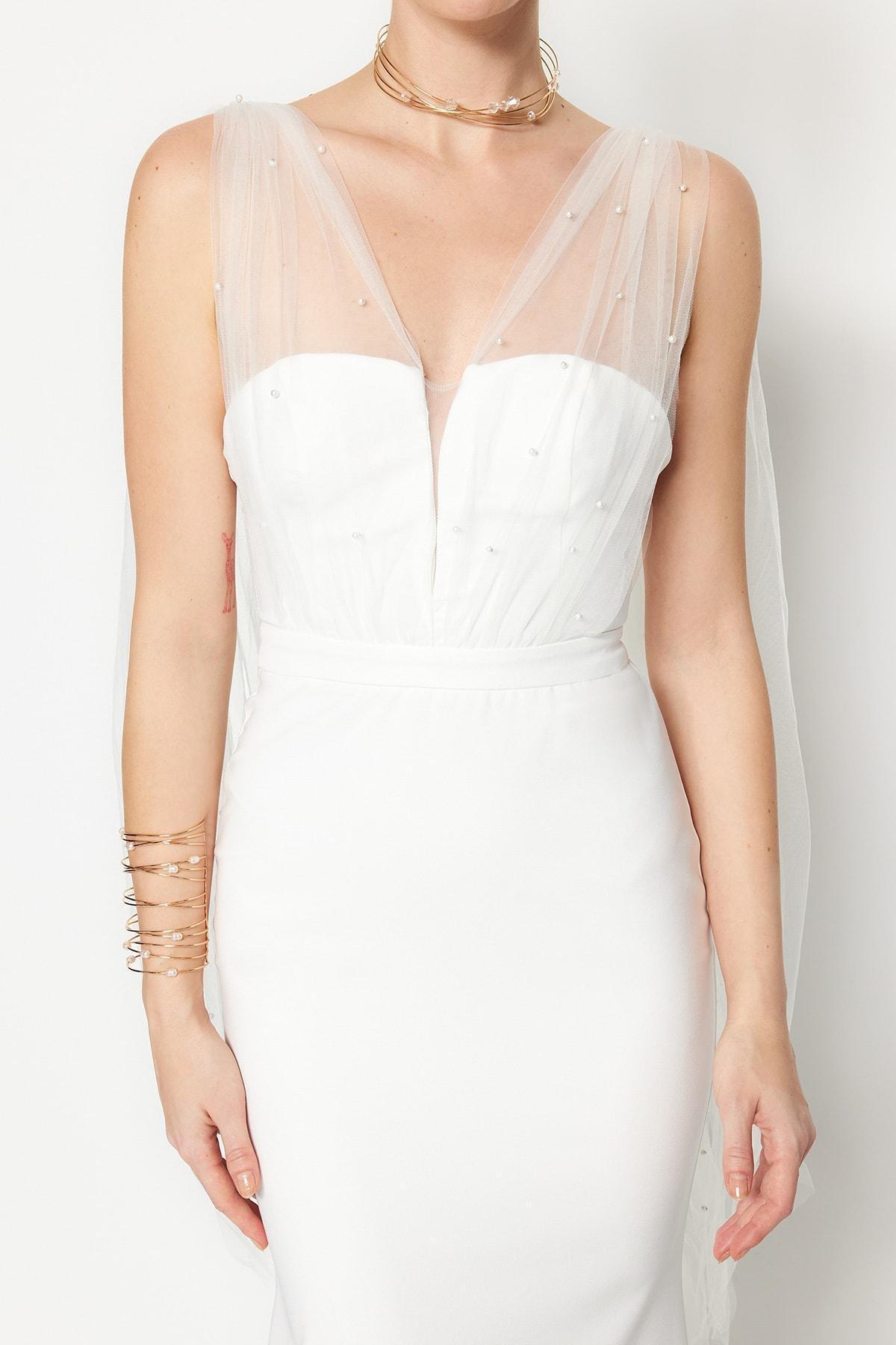 White Mermaid Occasionwear Dress, , large image number 4