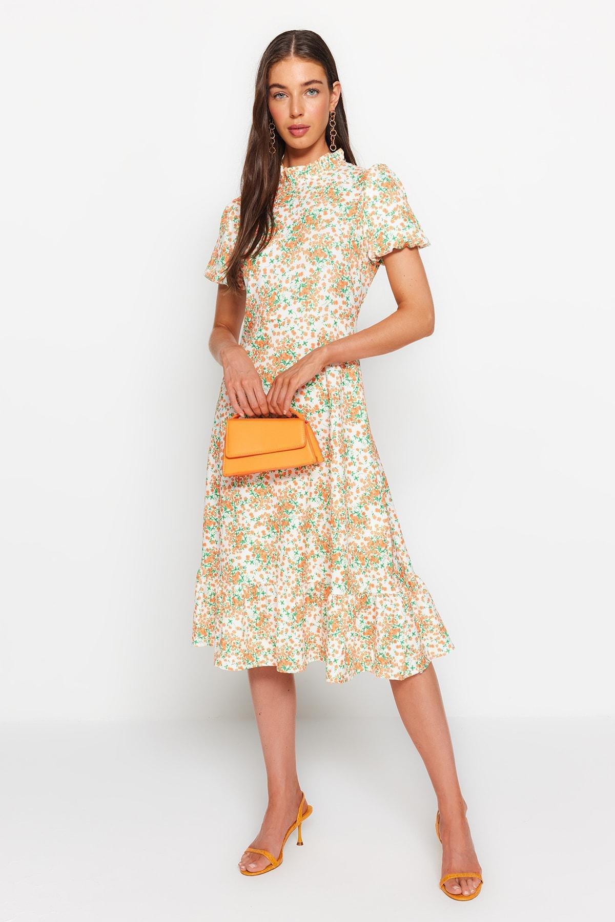Cream Printed Dress, , large image number 0