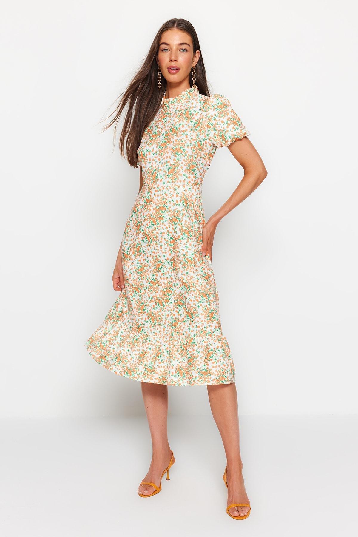 Cream Printed Dress, , large image number 1