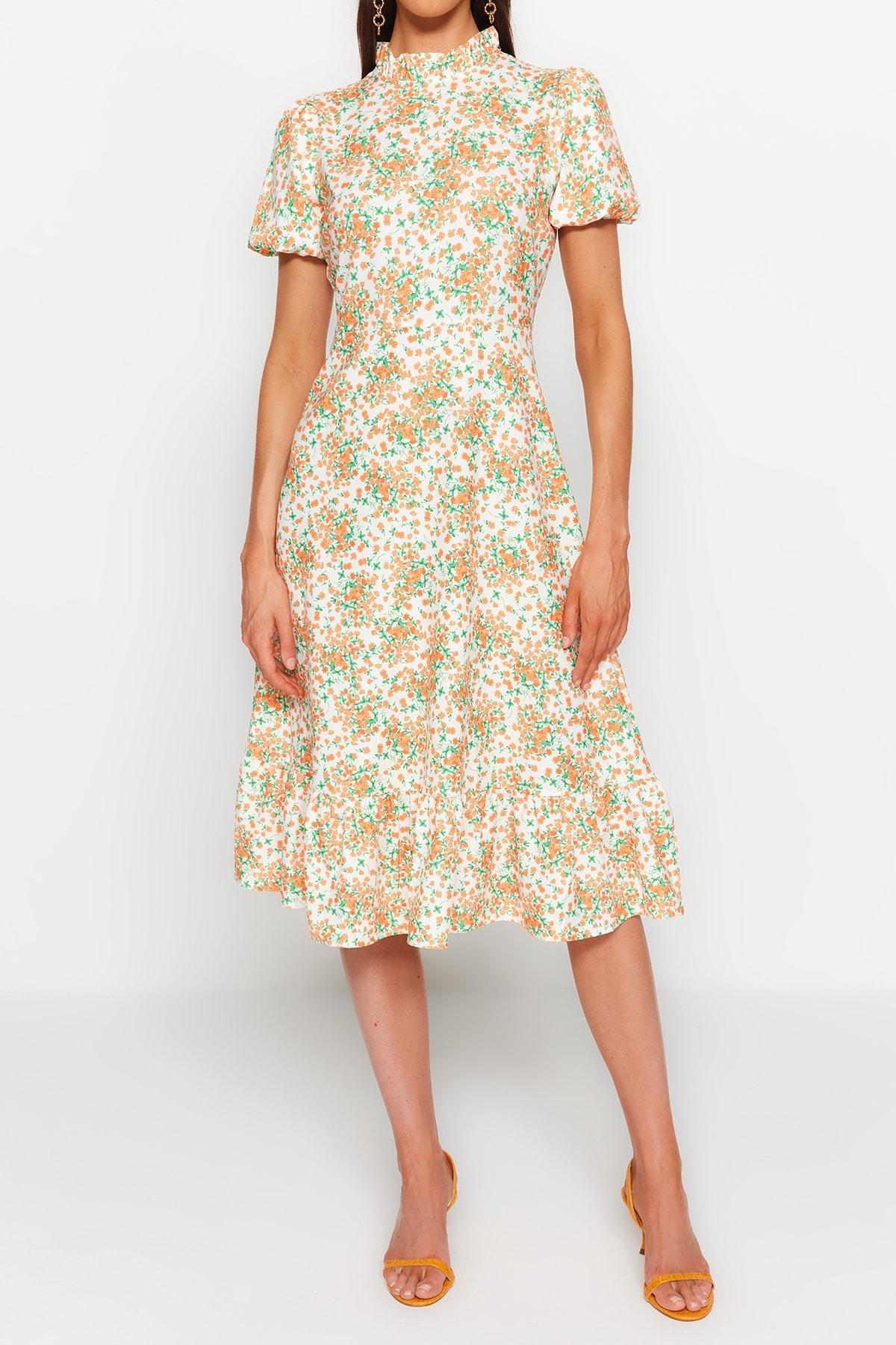 Cream Printed Dress, , large image number 3