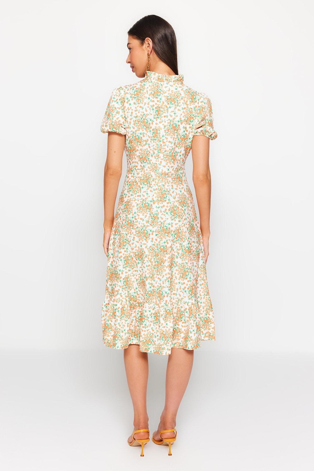 Cream Printed Dress, , large image number 5