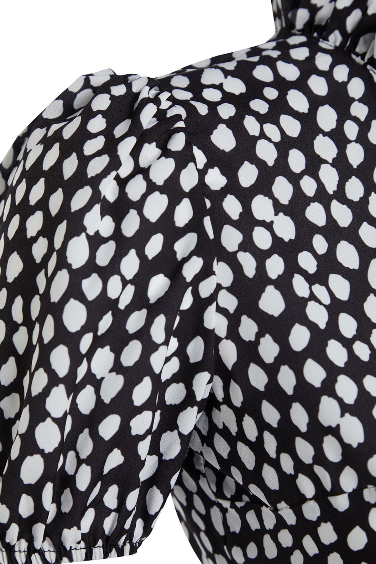Black Floral Ballon Sleeve Dress, , large image number 6