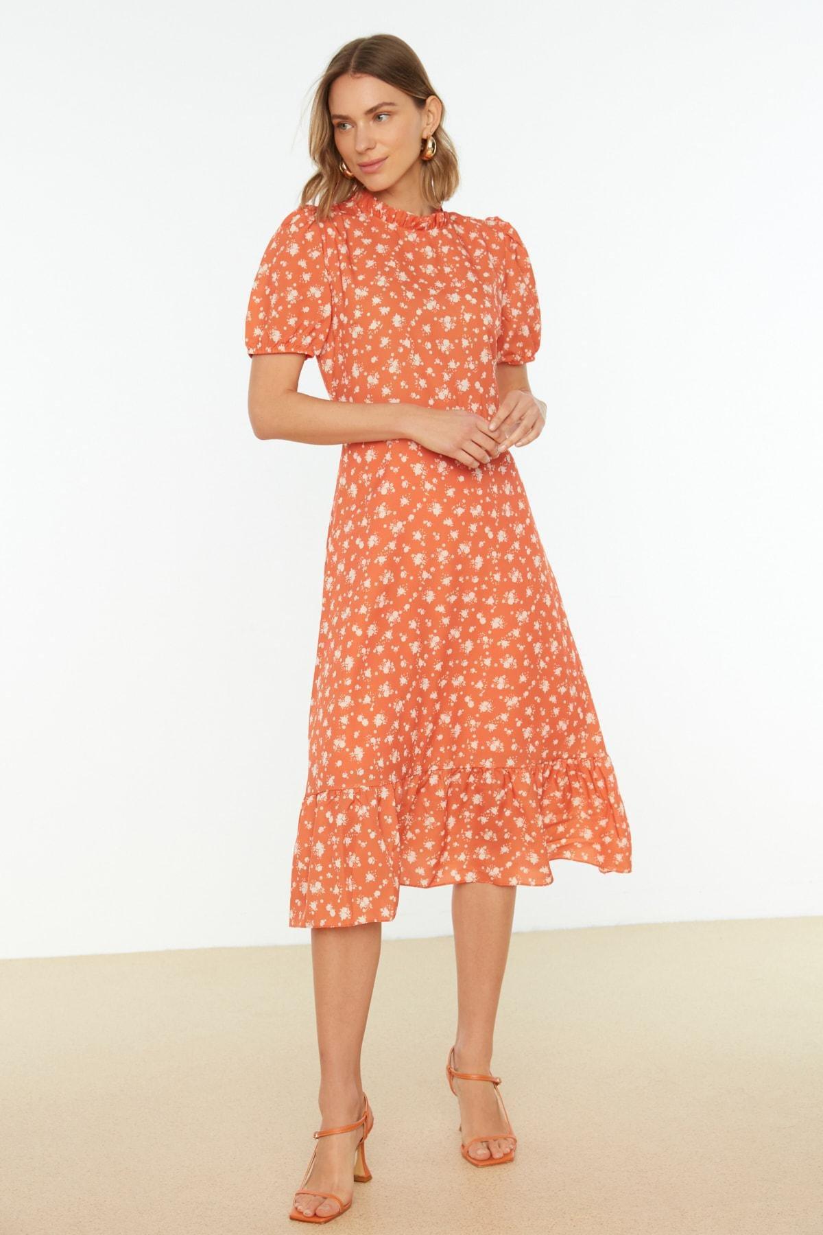 Orange Floral Dress, , large image number 2