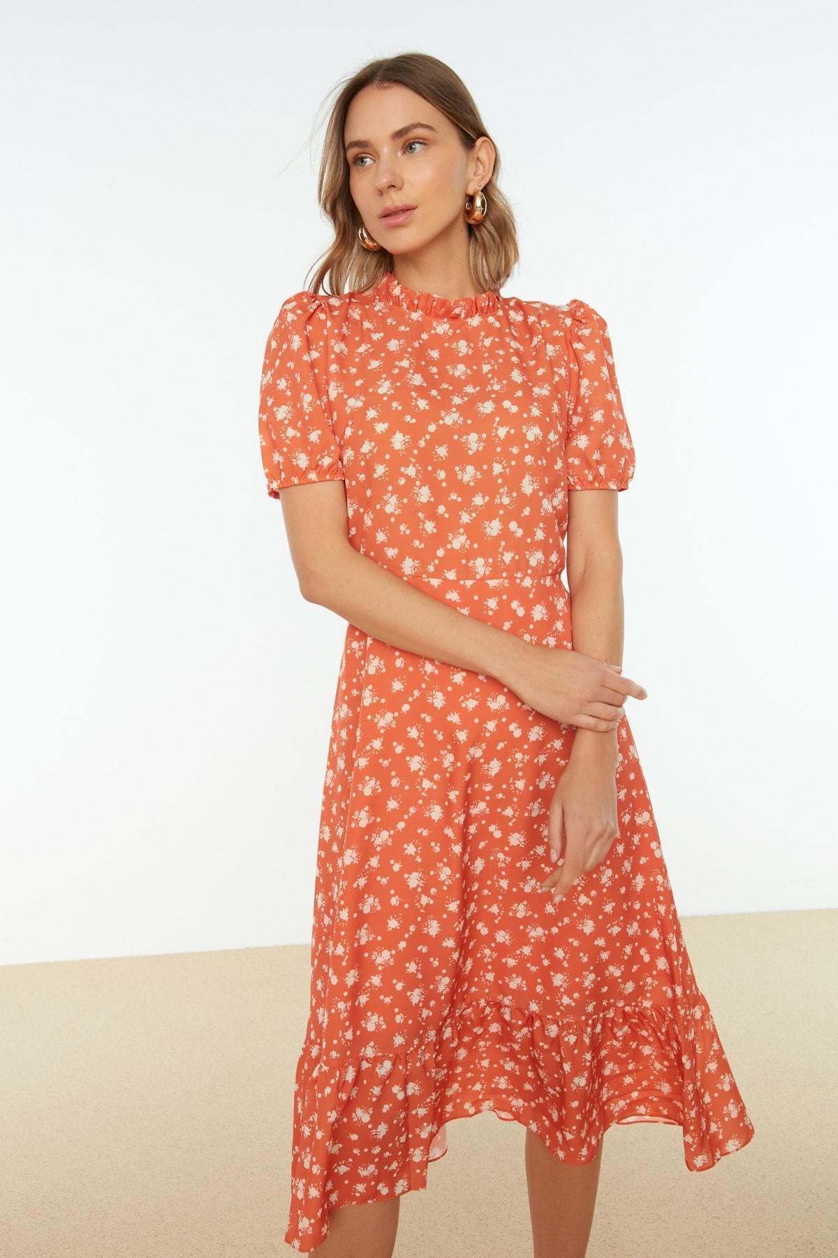 Orange Floral Dress, , large image number 4