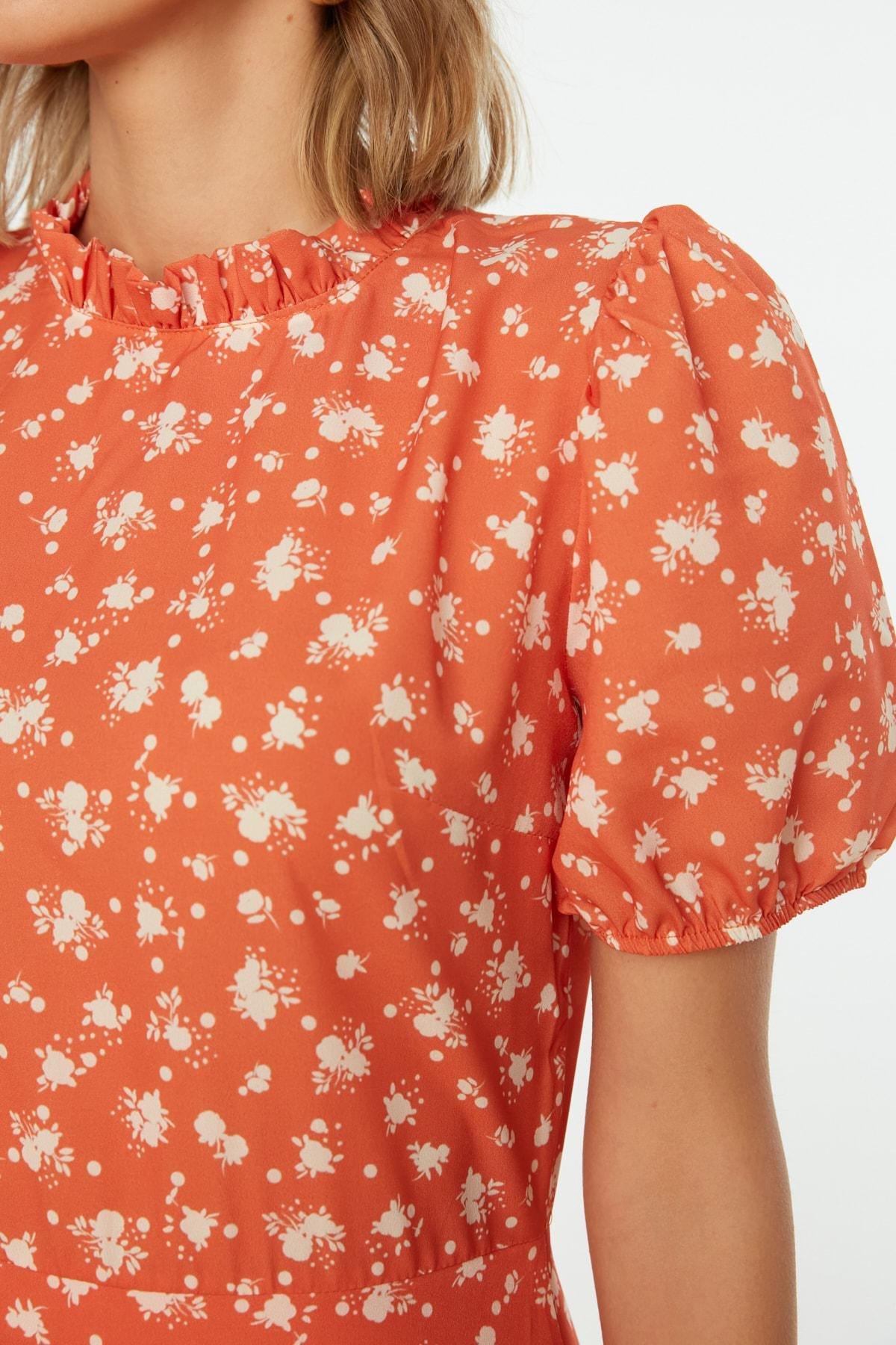 Orange Floral Dress, , large image number 6