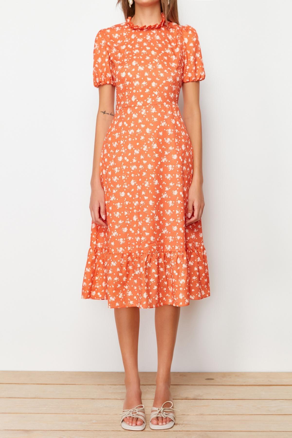 Orange Floral Dress, , large image number 7