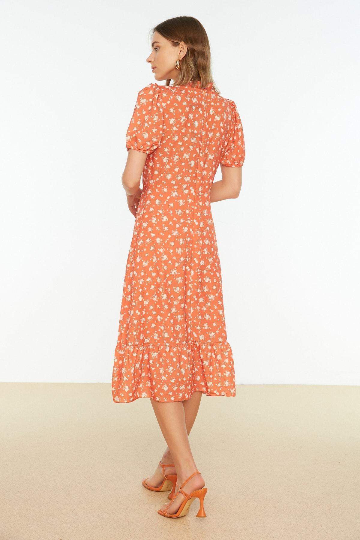 Orange Floral Dress, , large image number 8