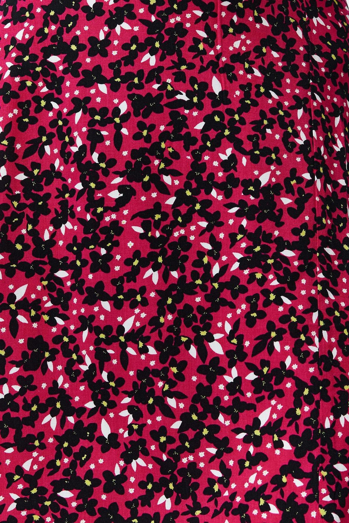 Red Floral Pattern Midi Skirt, , large image number 4