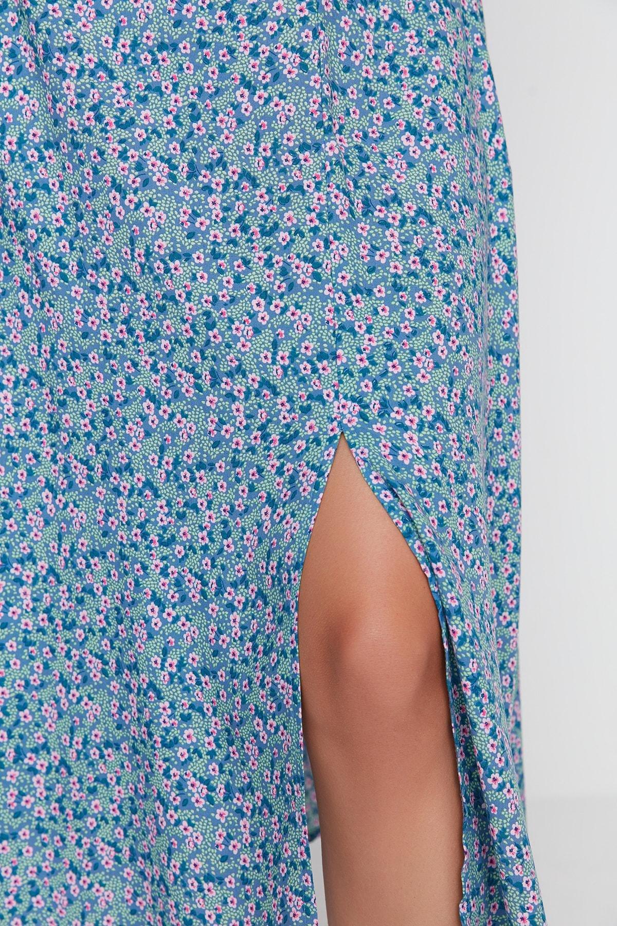 Blue A-Line Midi Skirt, , large image number 4