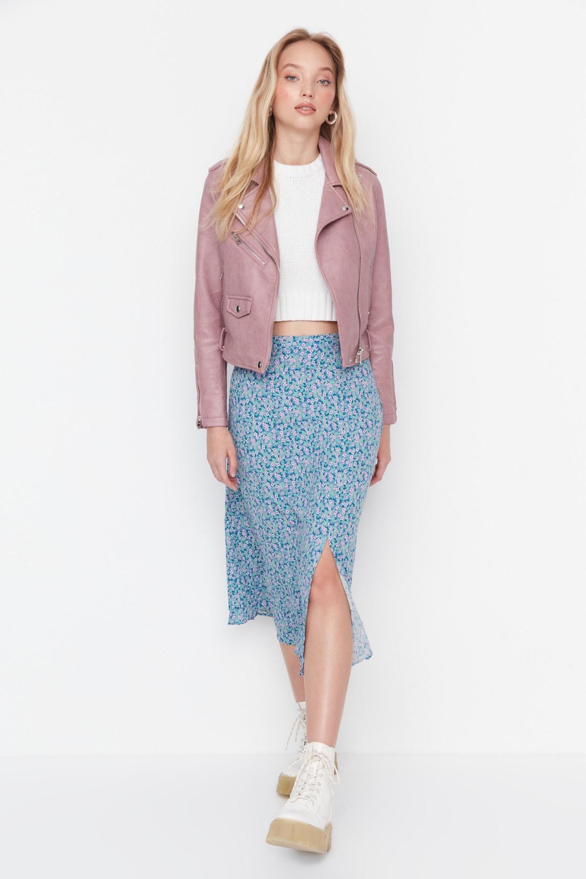 Blue A-Line Midi Skirt, , large image number 6