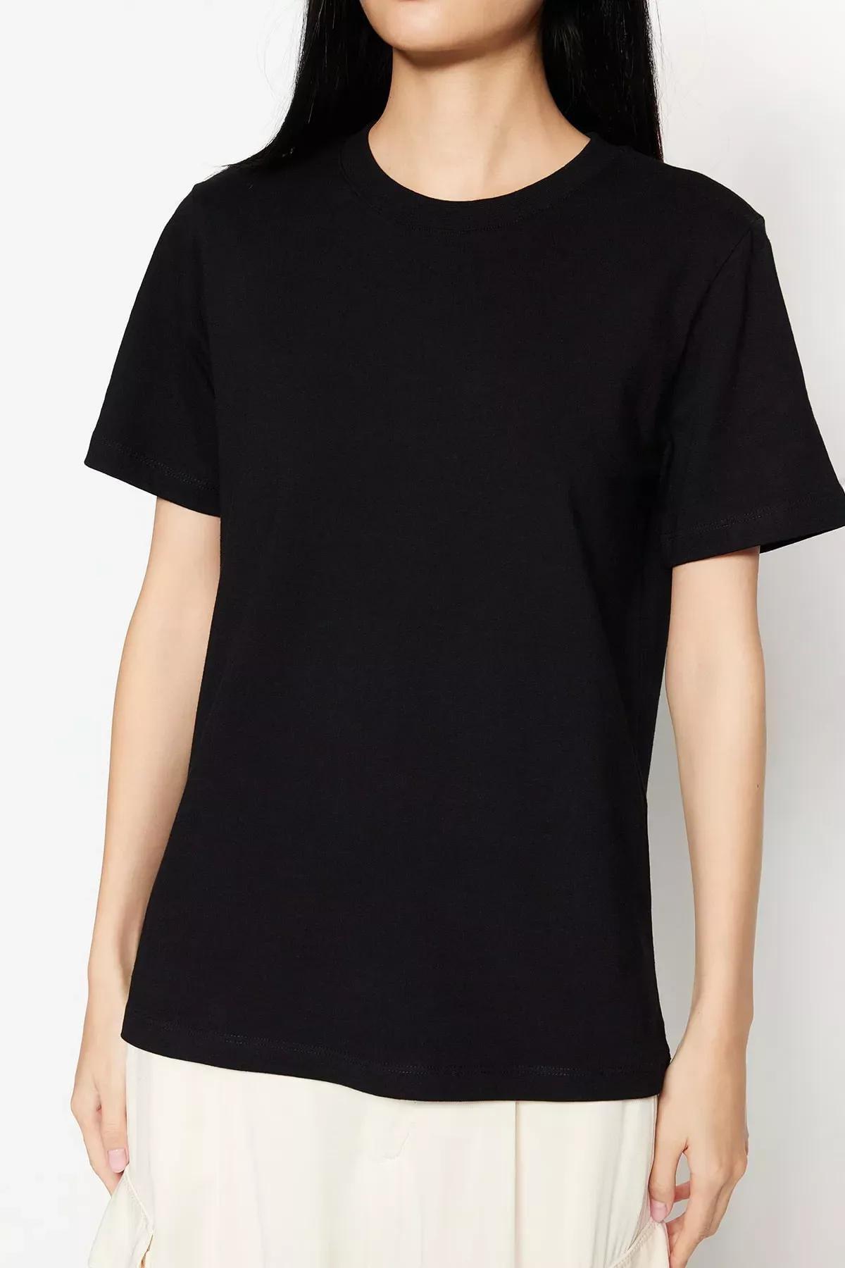 Black Crew Neck Tshirt, Black, large image number 3