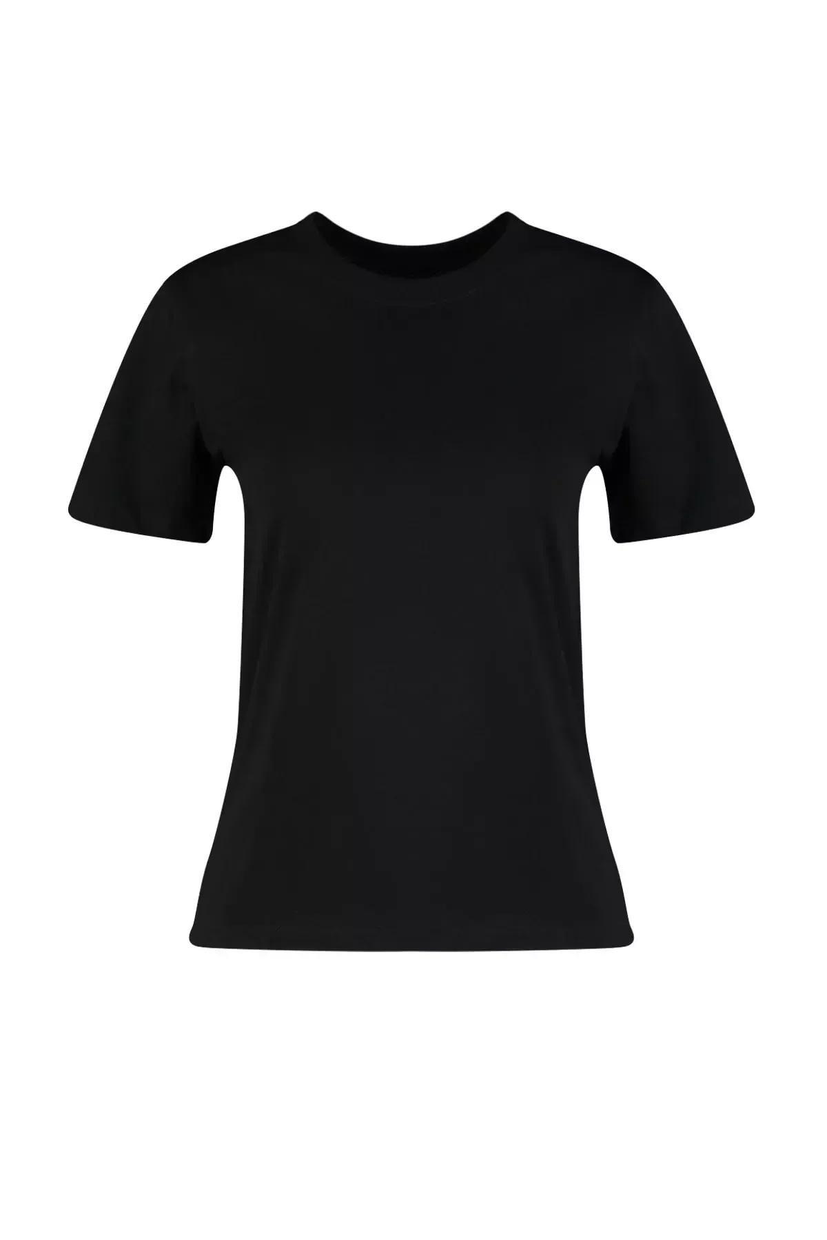 Black Crew Neck Tshirt, Black, large image number 5