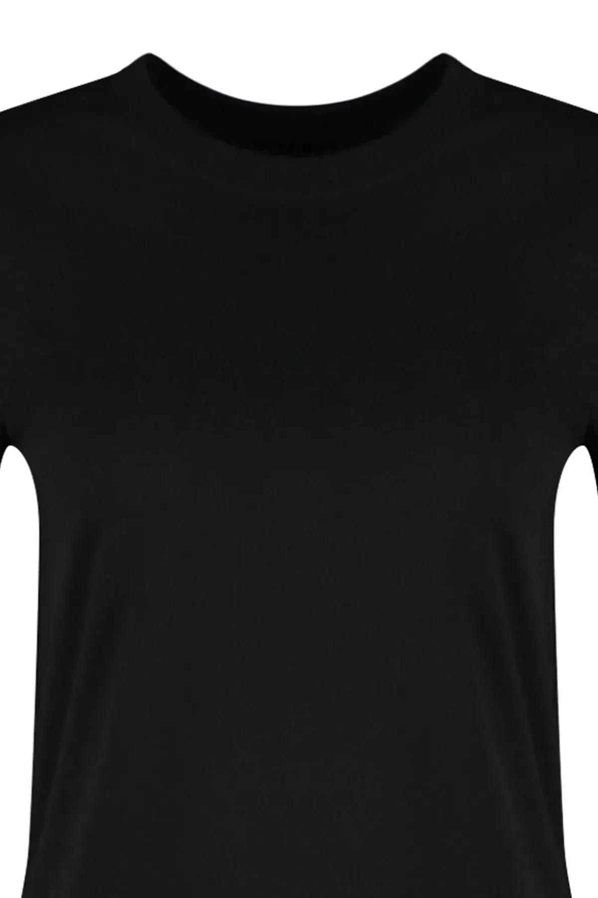 Black Crew Neck Tshirt, Black, large image number 6