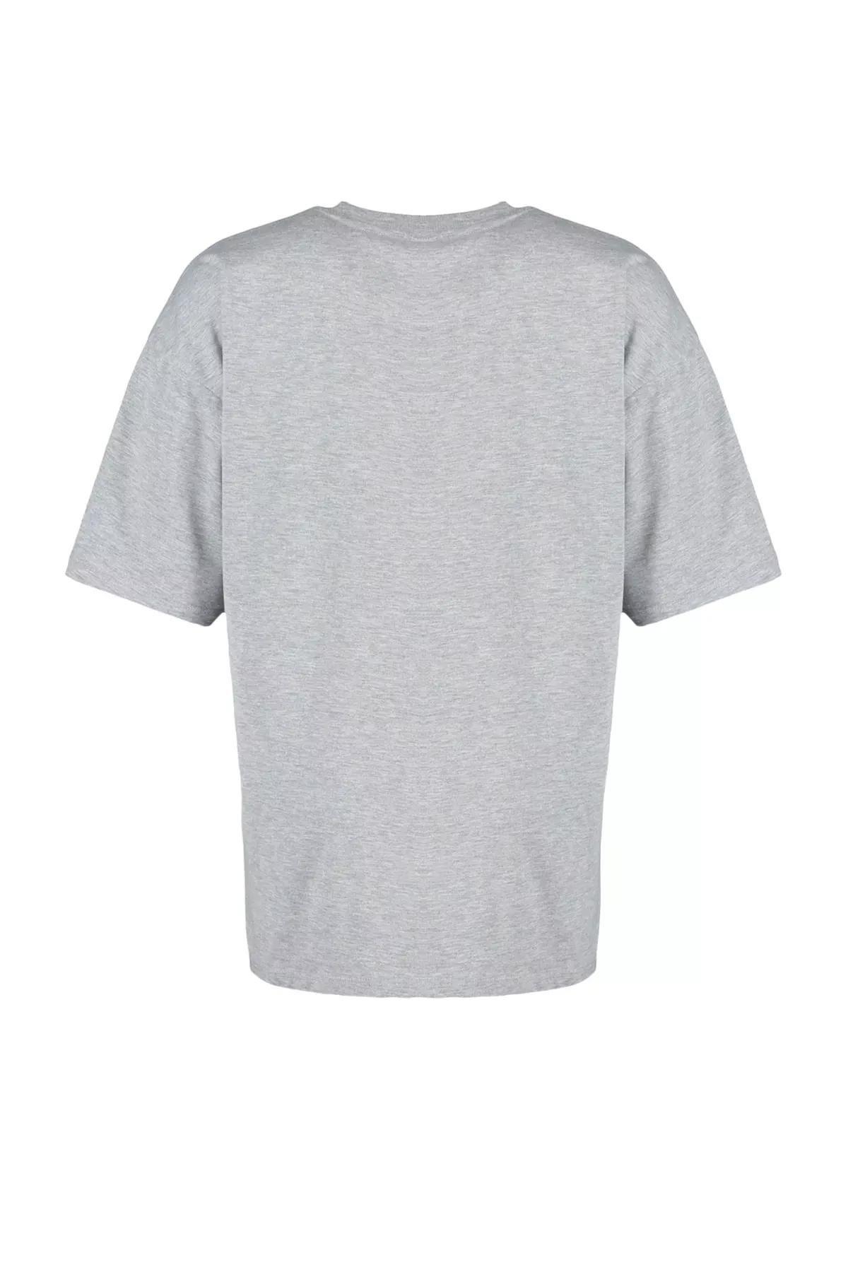 تيشيرت بقصة فضفاضة بفتحة رقبة مستديرة، رمادي, Gray, large image number 7