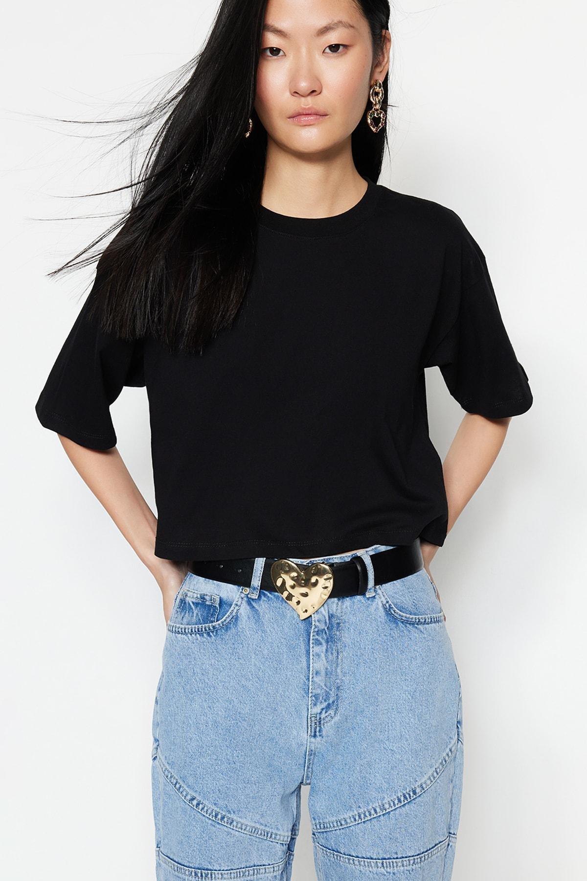 Black Crew Neck T-Shirt, , large image number 2