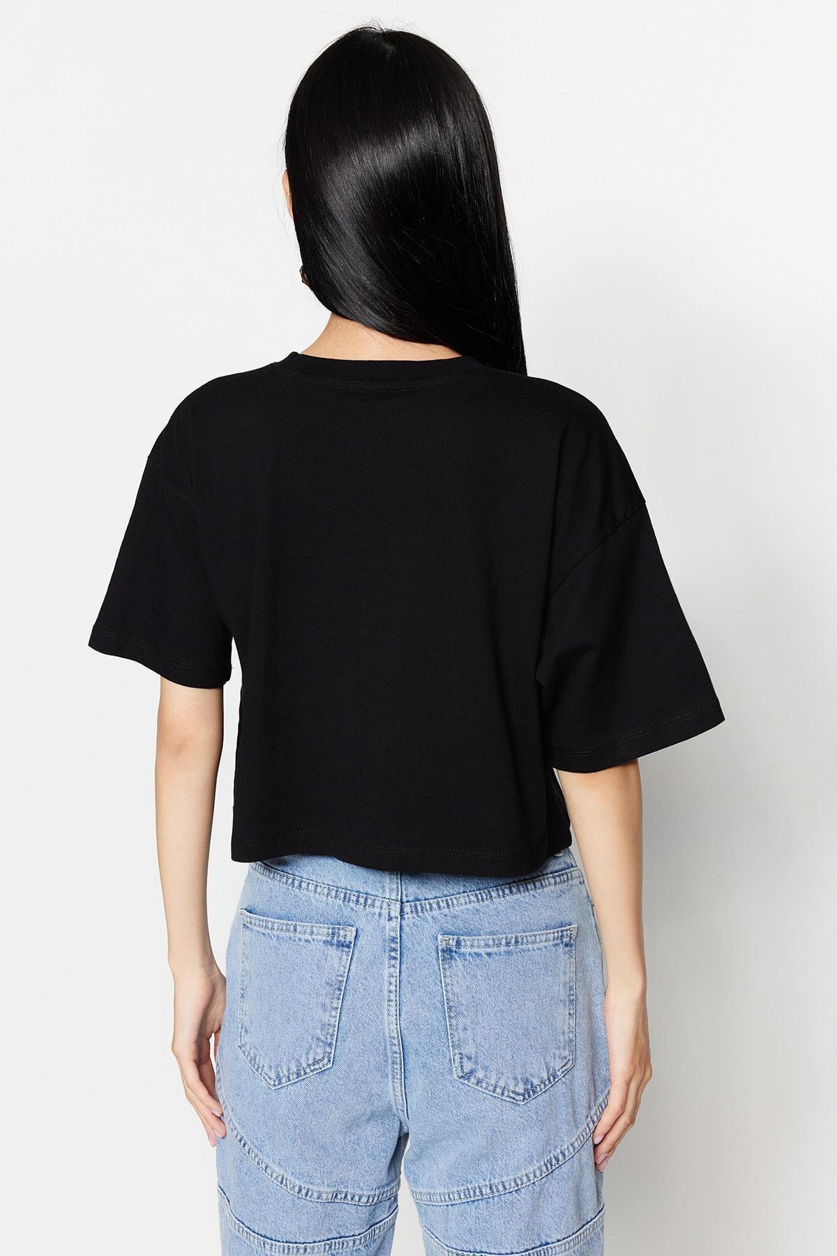 Black Crew Neck T-Shirt, , large image number 5