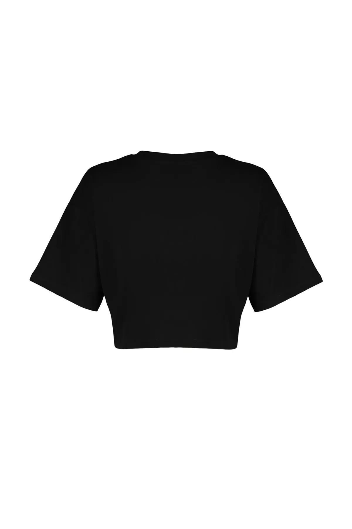 Black Crew Neck T-Shirt, Black, large image number 7